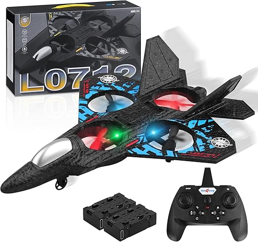 AWH Henakmsl RC Aeroplane 2.4GHz Remote Controlled Aeroplane Fighter Jet Toy L0712 Quadcopter Floating Fighter Plane RC Aeroplane RTF for Beginners, Children and Adults, APlane Toy with Coloured Lights USB Charging